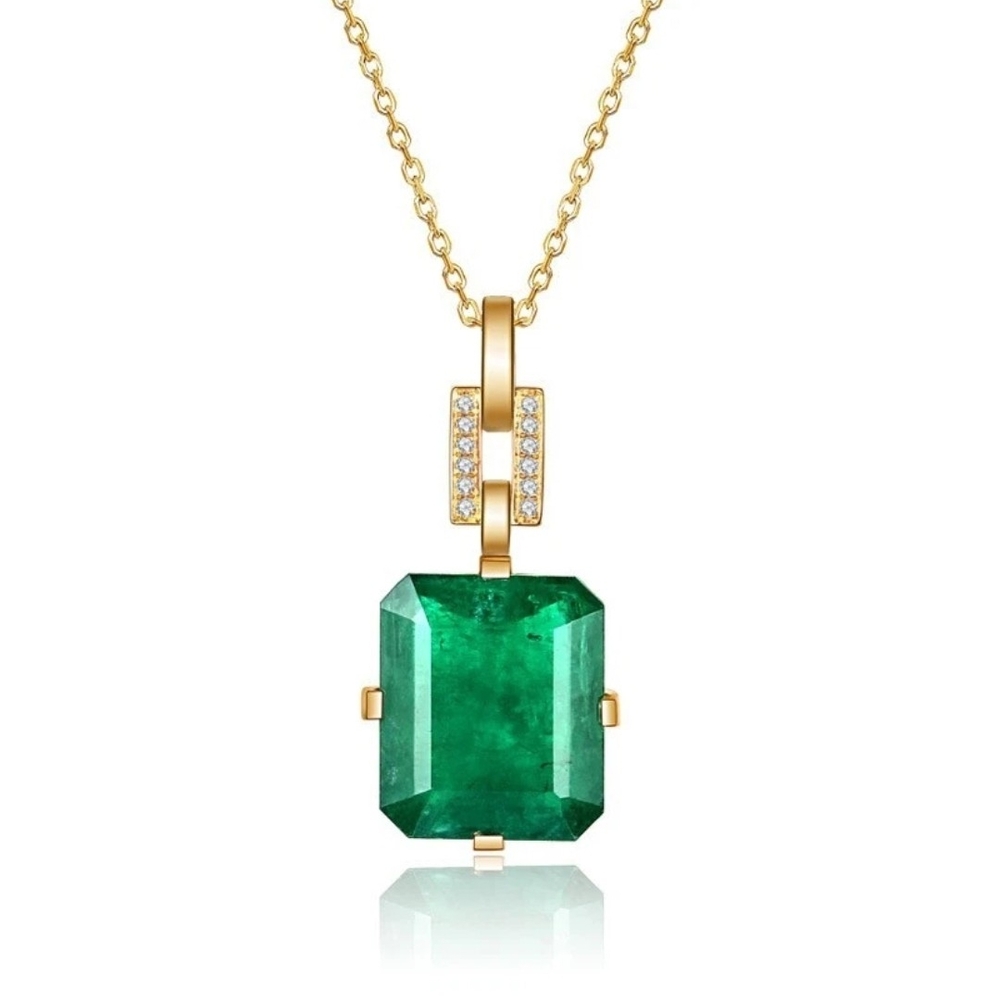 Elegant 14K Gold-filled Emerald & Topaz Pendant and Necklace - Picture 4 of 5